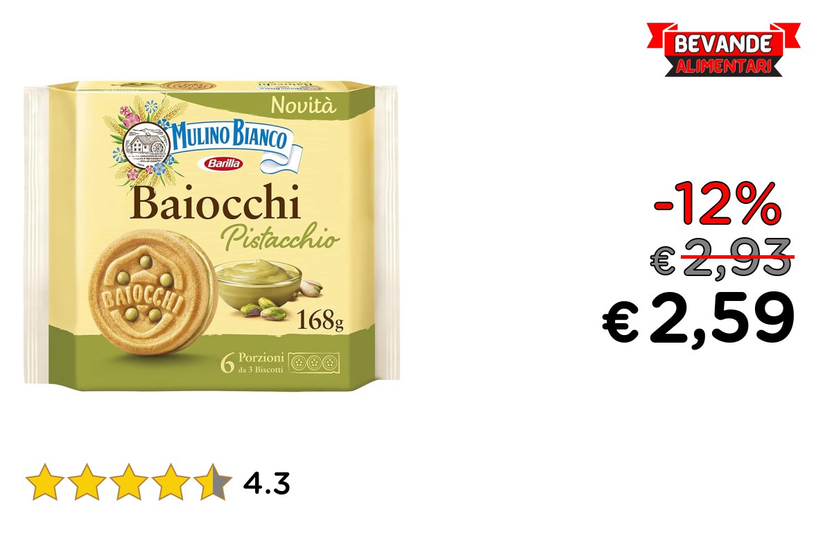 Mulino Bianco Biscotti al Pistacchio: fino al 12% di sconto Deal