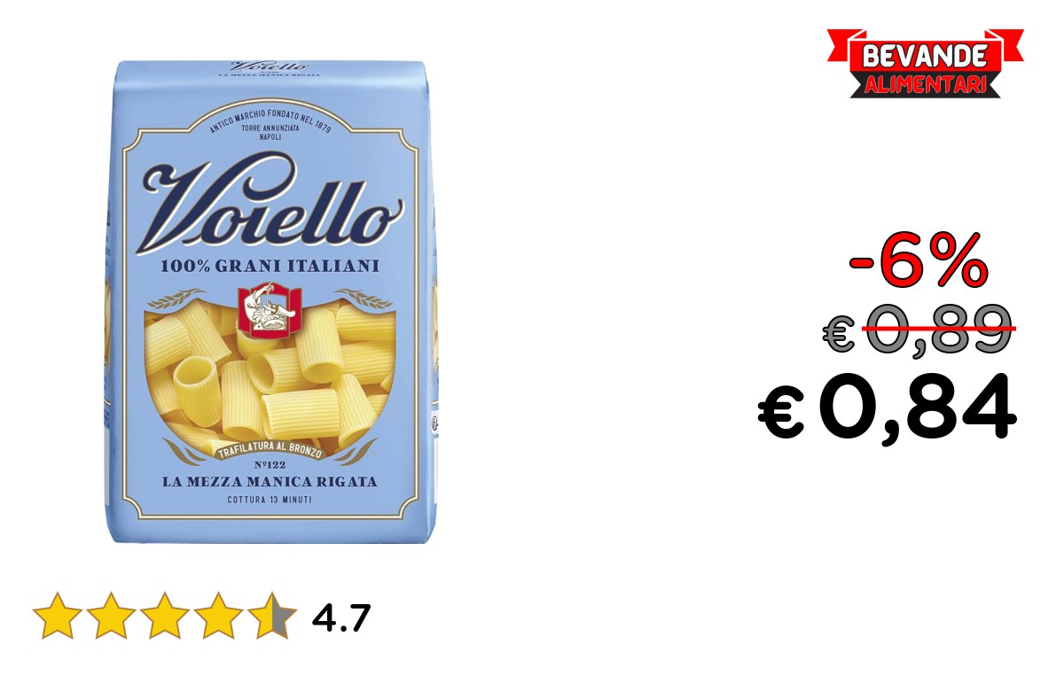 Voiello Pasta Mezze Maniche fino al 6% di sconto