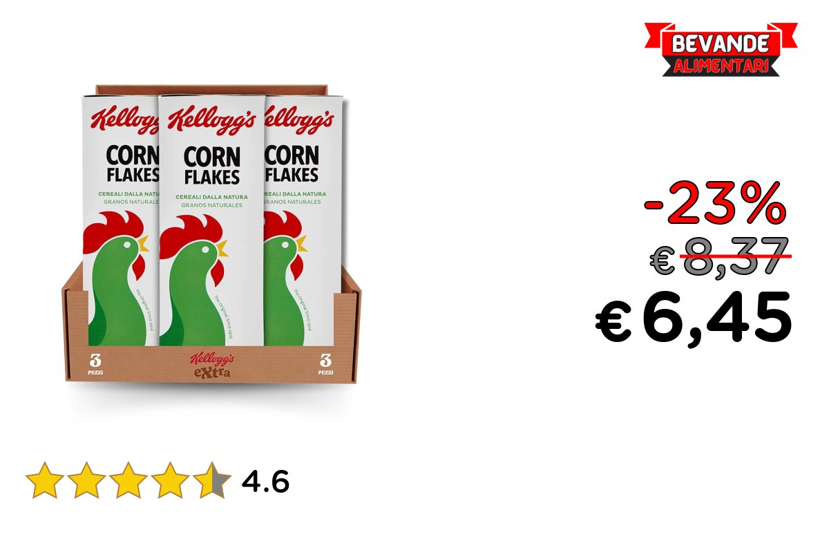 Kellogg’s Corn Flakes fino al 23% di sconto Deal