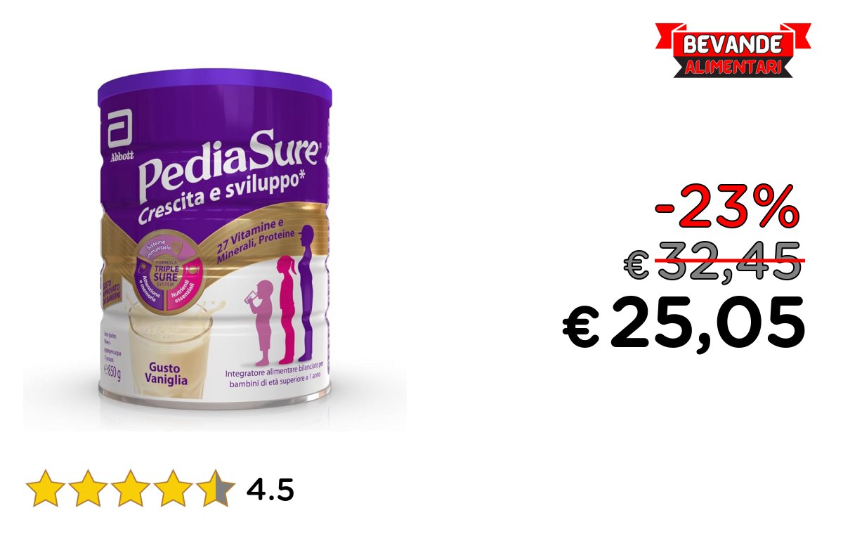 PEDIASURE Crescita: fino al 23% di sconto Deal