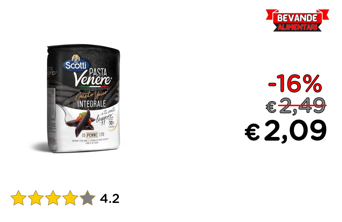 Riso Scotti Pasta Venere Penne: fino al 16% di sconto