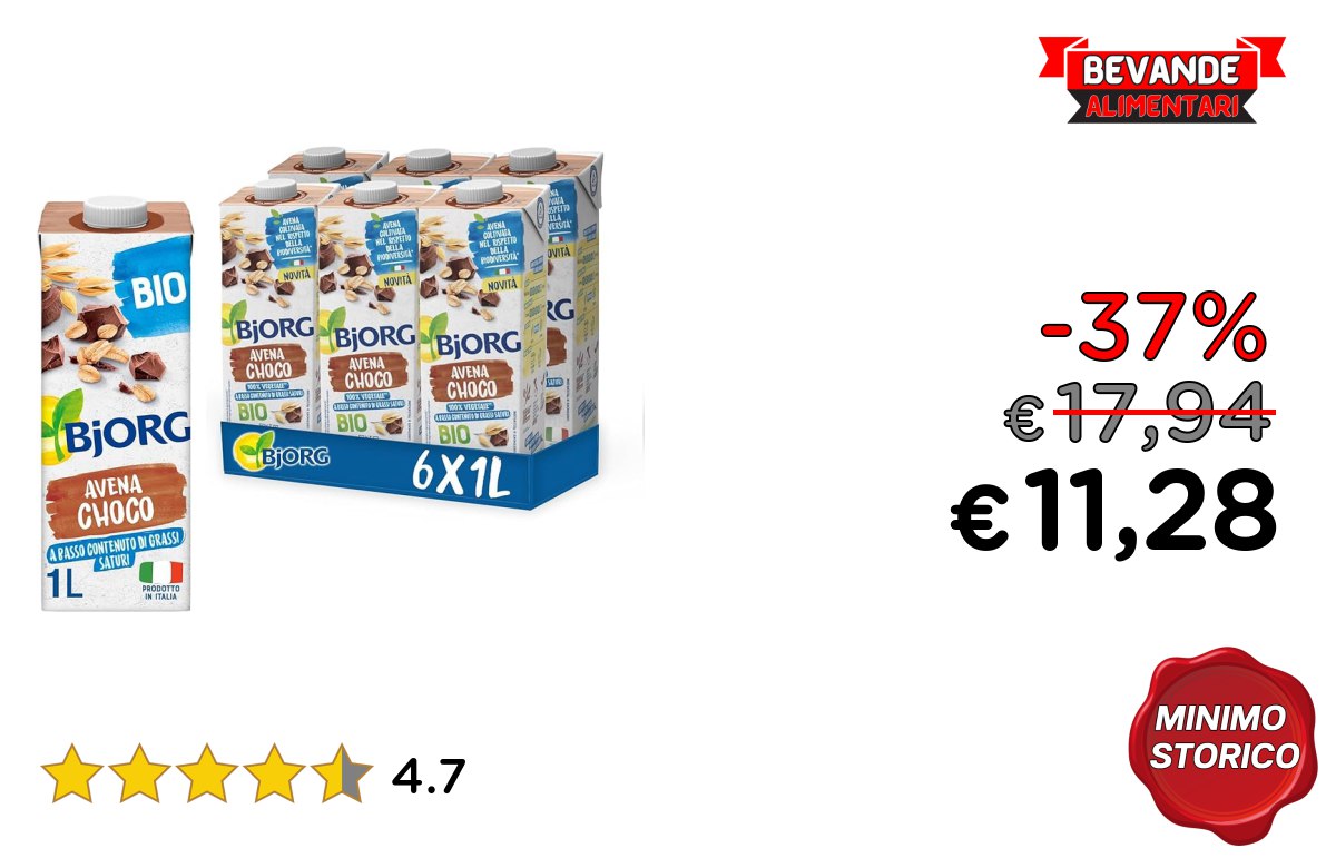 BJORG Bevanda Avena e Cioccolato fino al 37% di sconto