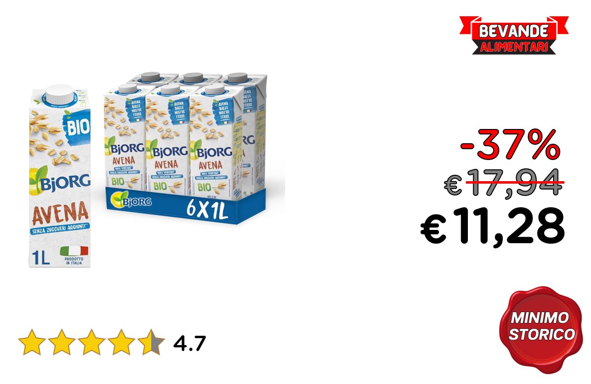 BJORG Bevanda di Avena: fino al 37% di sconto Deal