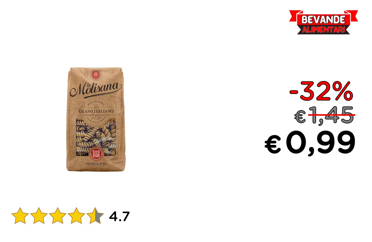 La Molisana Fusilli Integrali: fino al 32% di sconto Deal