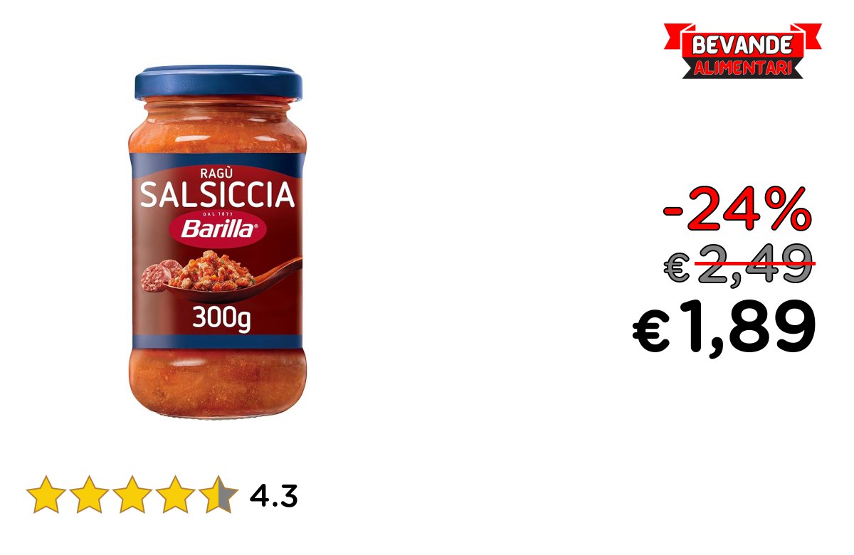 Barilla Sugo Ragù: fino al 24% di sconto Offerta