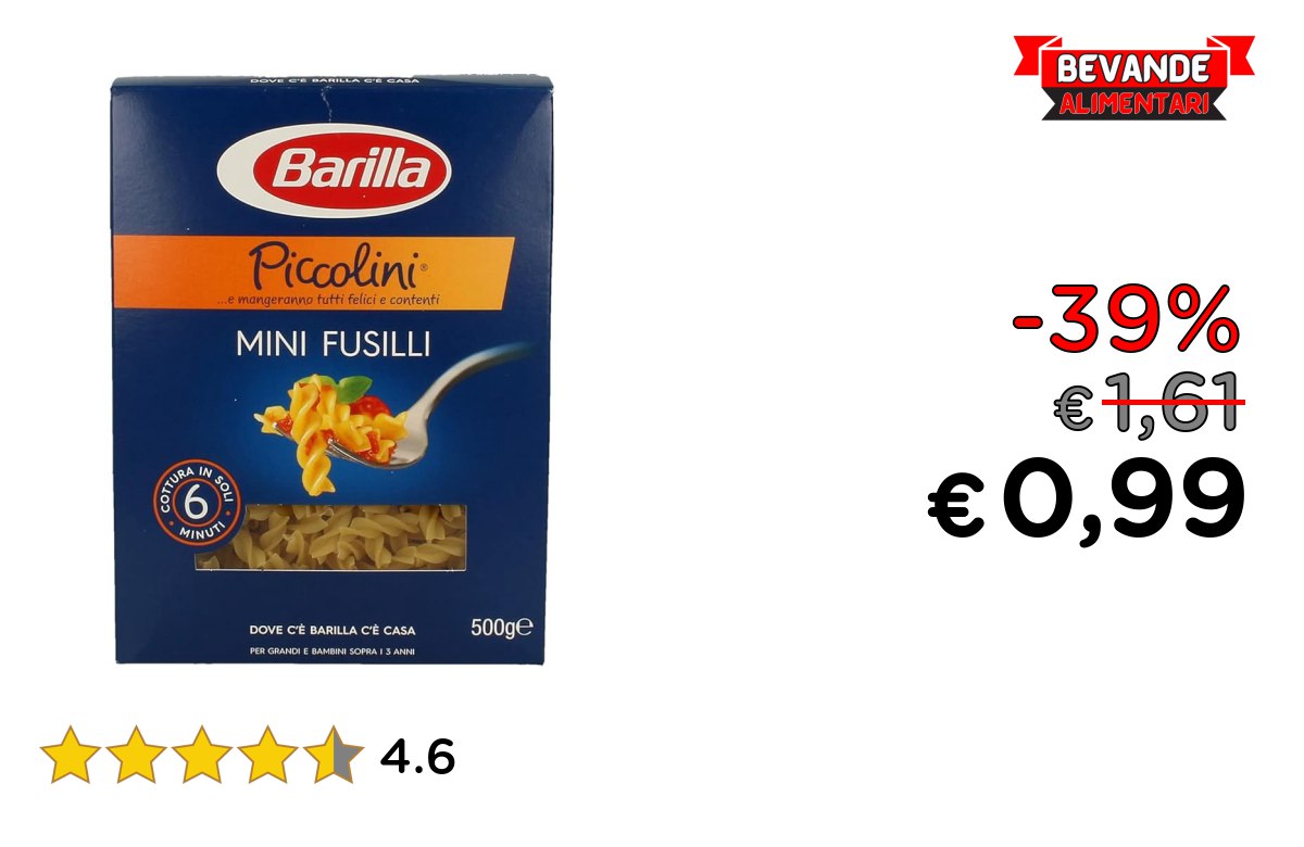 Barilla Pasta Mini Fusilli fino al 39% di sconto Deal