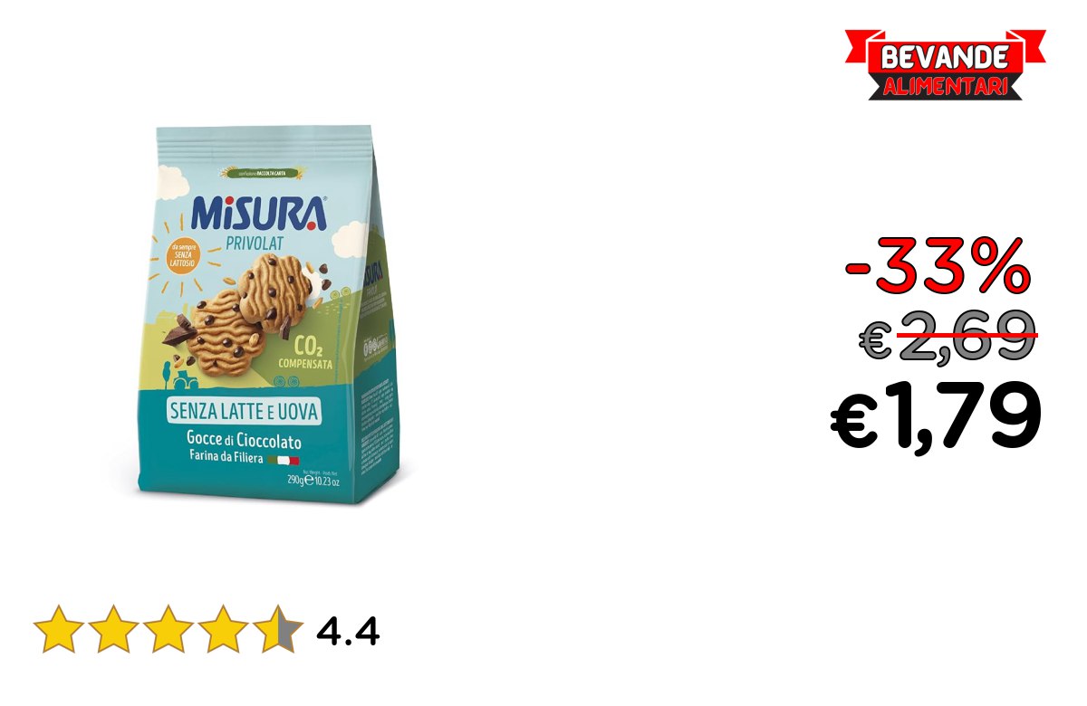Misura Biscotti con Gocce di Cioccolato: fino al 33% di sconto