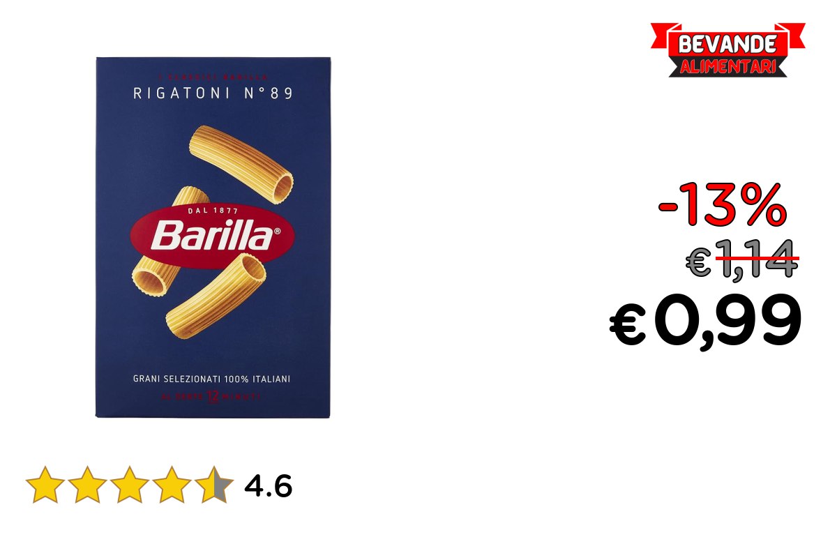 Barilla Pasta Rigatoni fino al 13% di sconto Deal