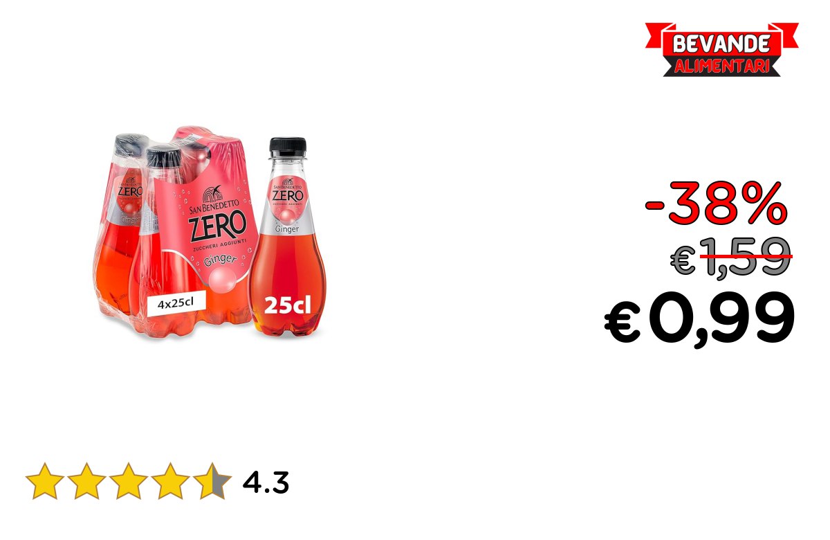 San Benedetto Ginger Zero: fino al 38% di sconto Deal
