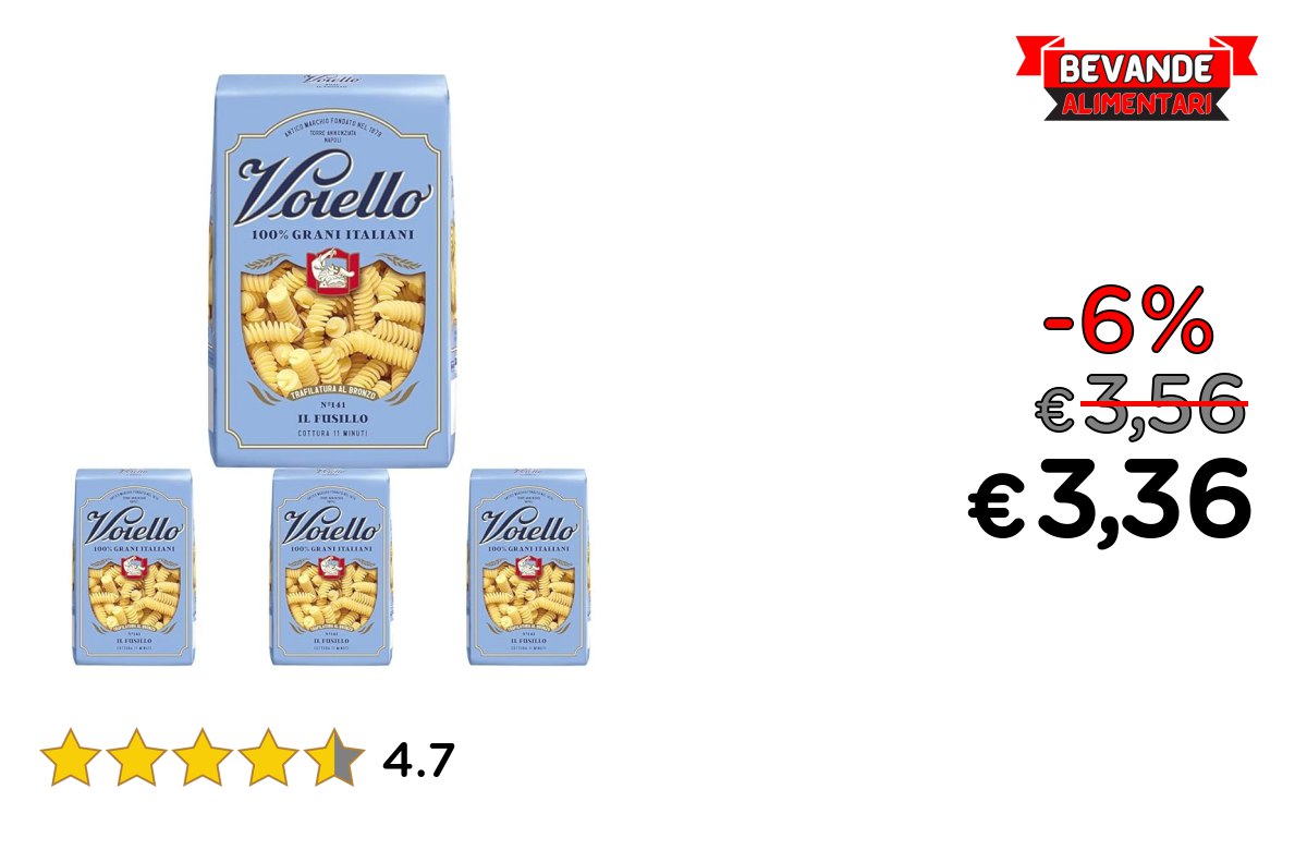 Voiello Pasta Fusilli: fino al 6% di sconto