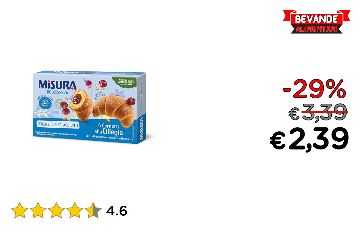 Misura Cornetti alla Ciliegia: fino al 29% di sconto