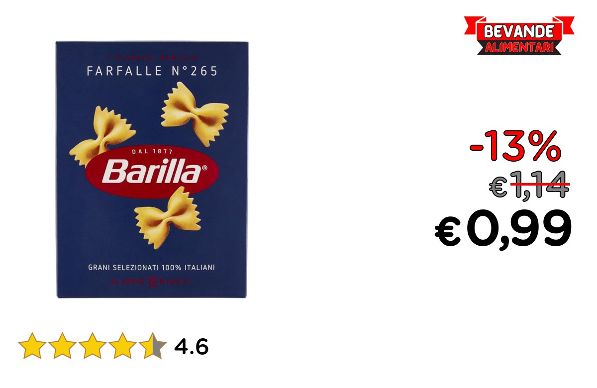 Barilla Pasta Farfalle – fino al 13% di sconto Deal