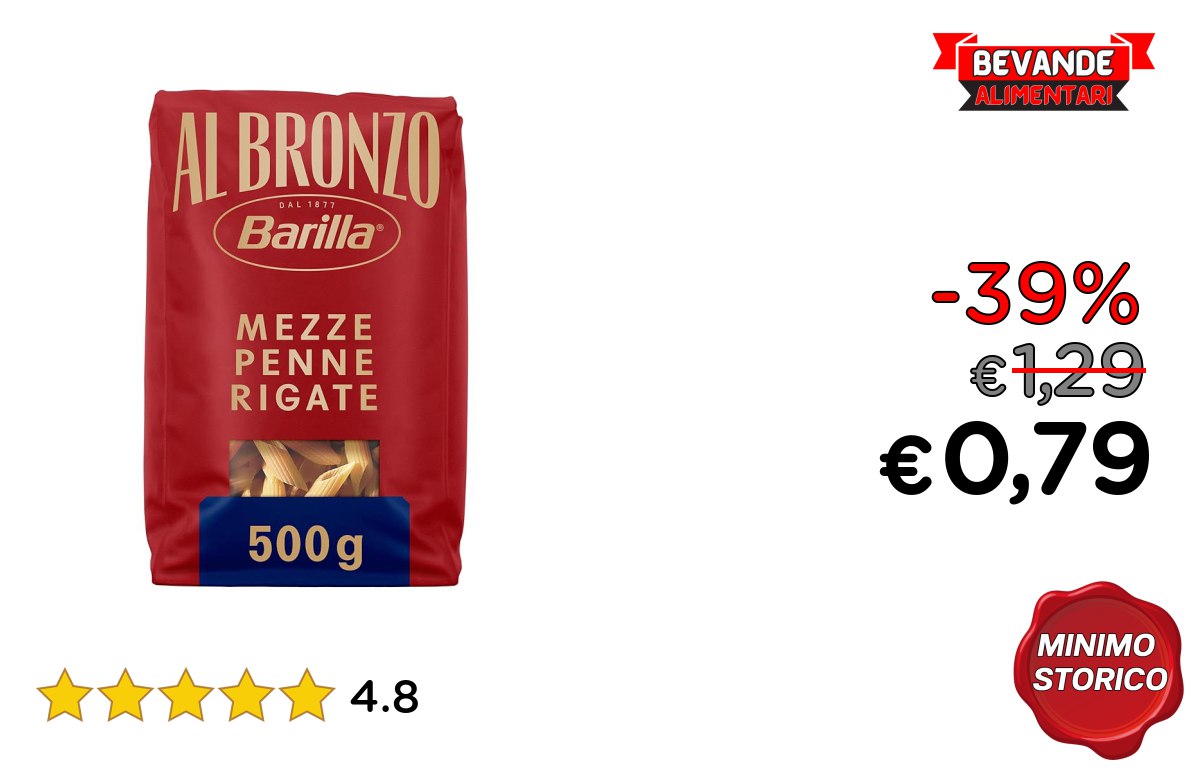 Barilla Pasta Al Bronzo fino al 39% di sconto