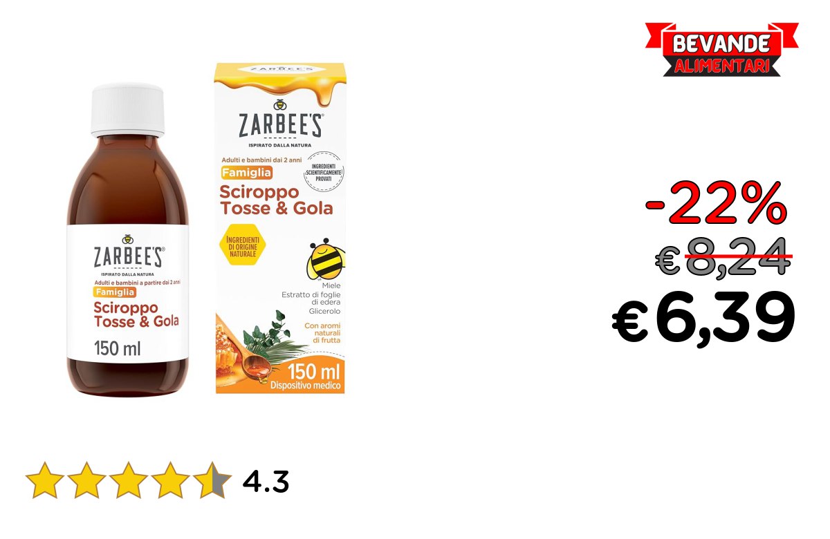 Zarbee’s Sciroppo Tosse fino al 22% di sconto