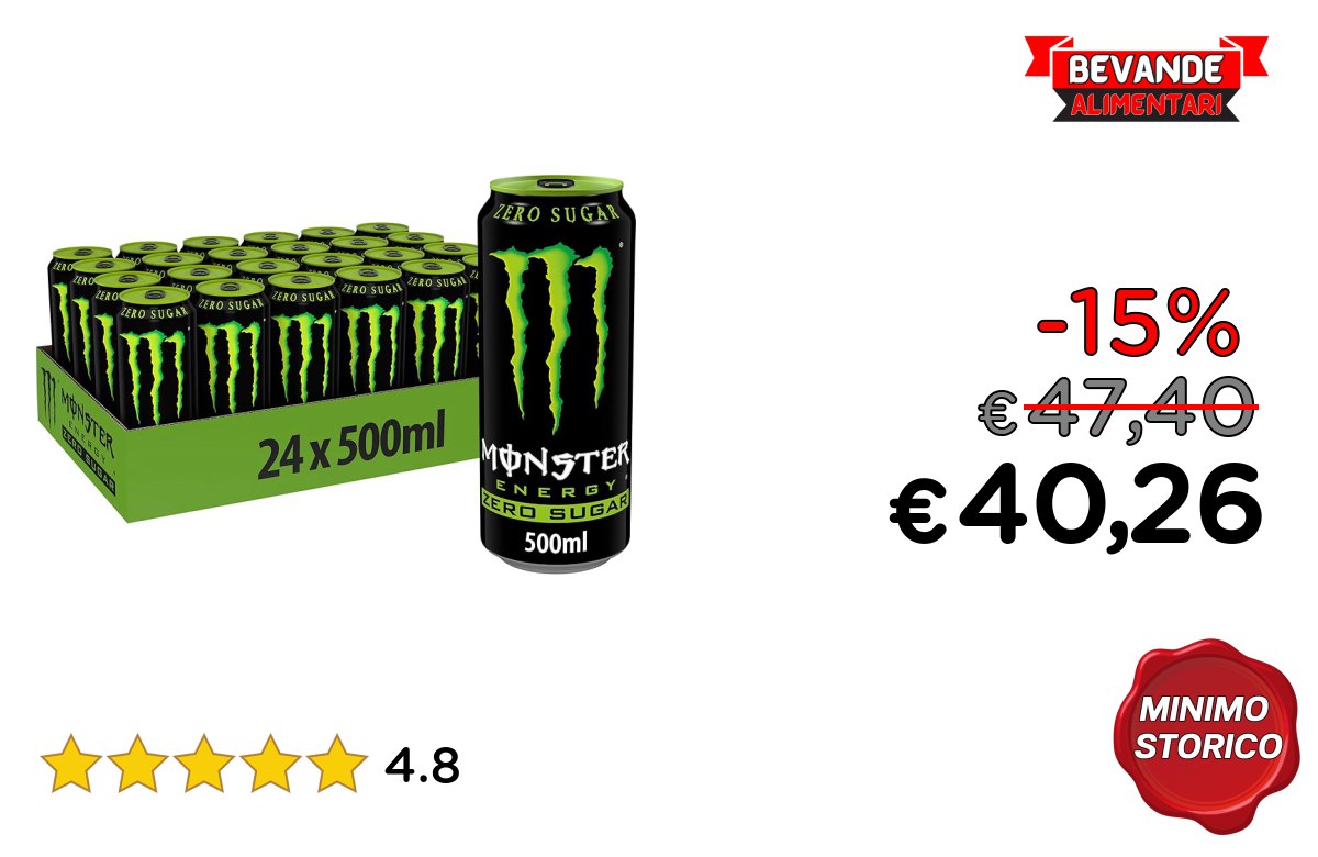 Monster Green Zero fino al 15% di sconto
