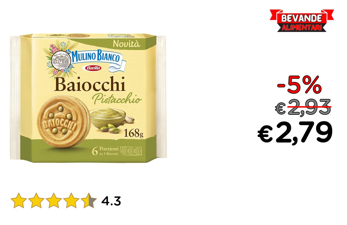 Mulino Bianco Biscotti Baiocchi fino a 5% off Deal