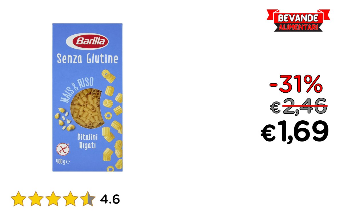 Barilla Pasta Ditalini Senza Glutine up to 31% off Deal