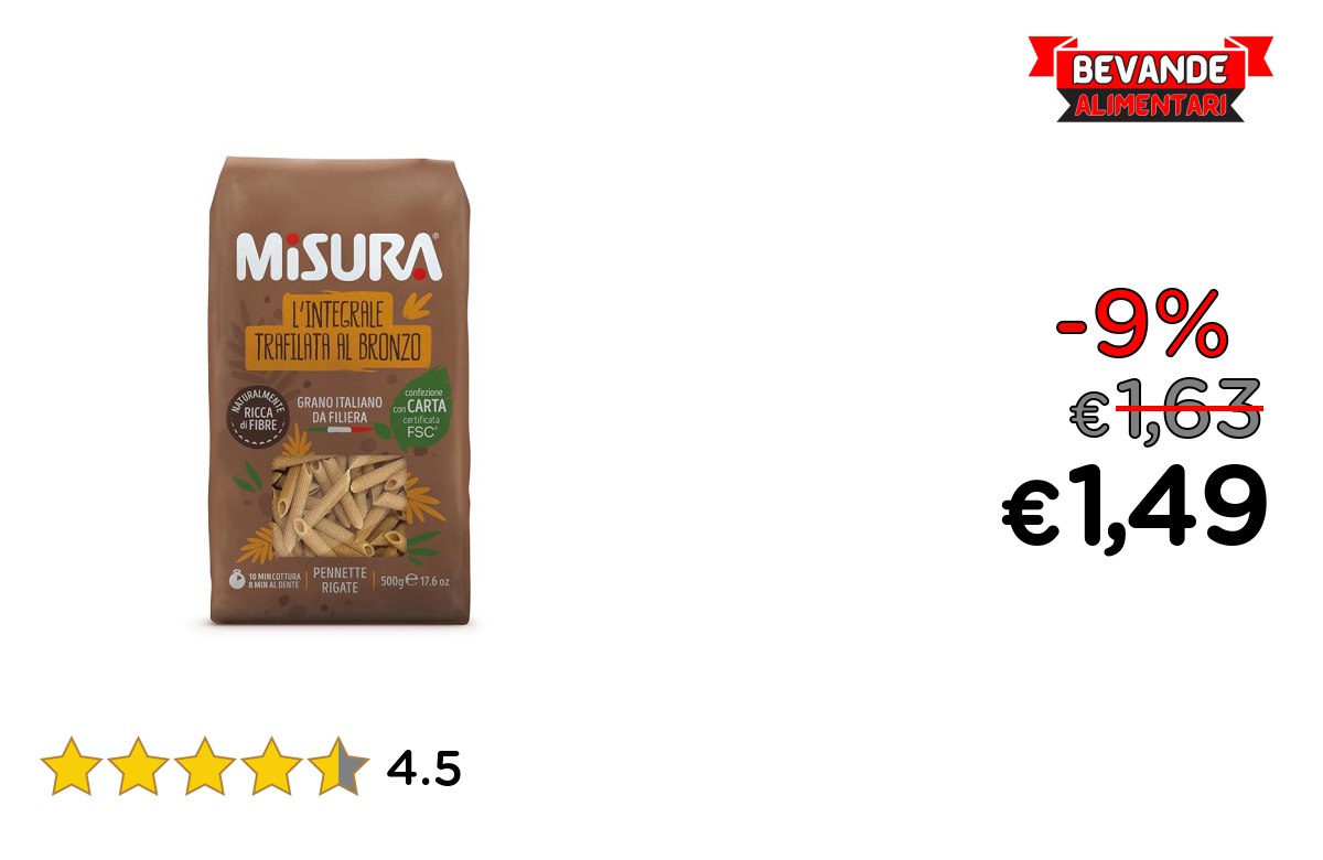 Misura Pennette Rigate Integrali: fino al 9% off Deal