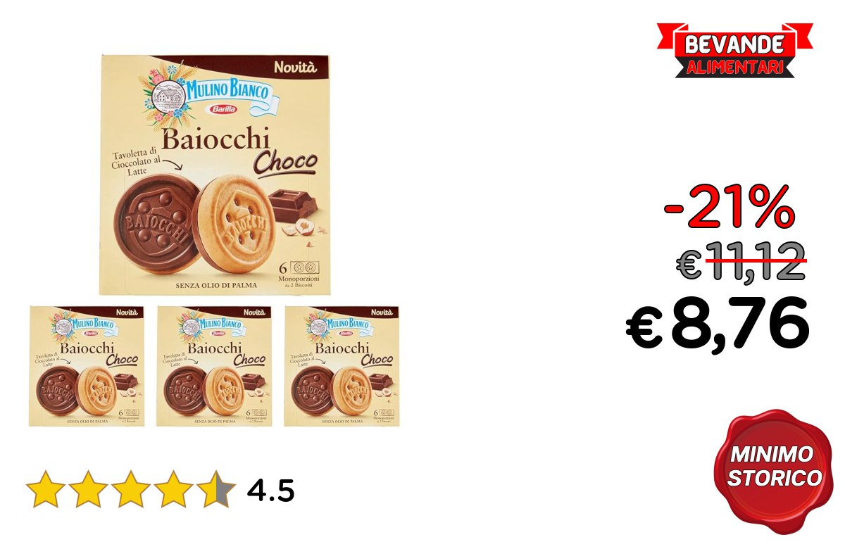 Mulino Bianco Biscotti Baiocchi Choco fino al 21% di sconto