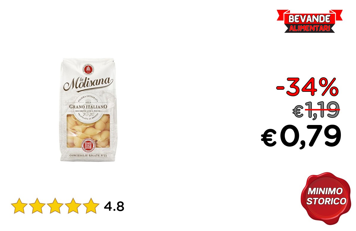 La Molisana Conchiglie Rigate fino al 34% di sconto