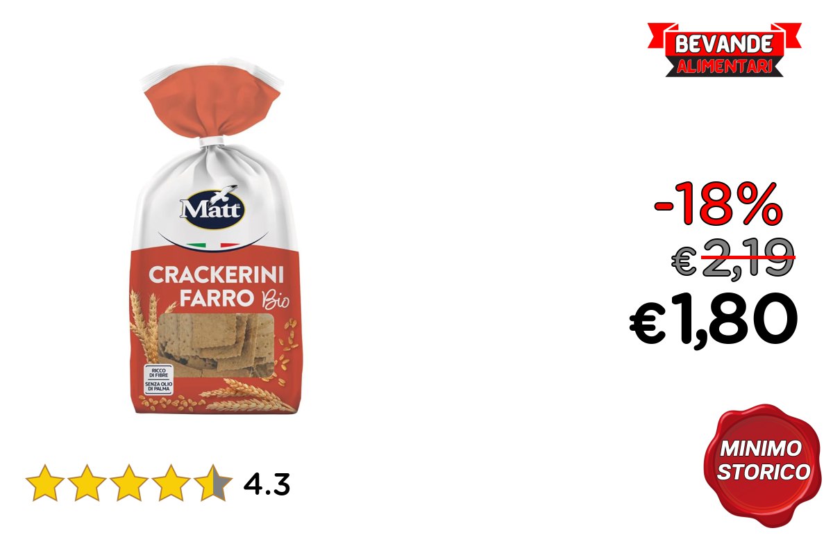 Matt, Crackerini Farro Bio: fino al 18% di sconto