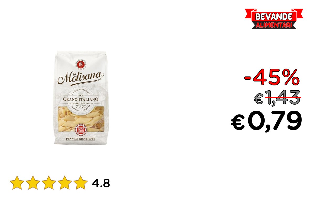 La Molisana Pennoni Rigati: fino al 45% di sconto