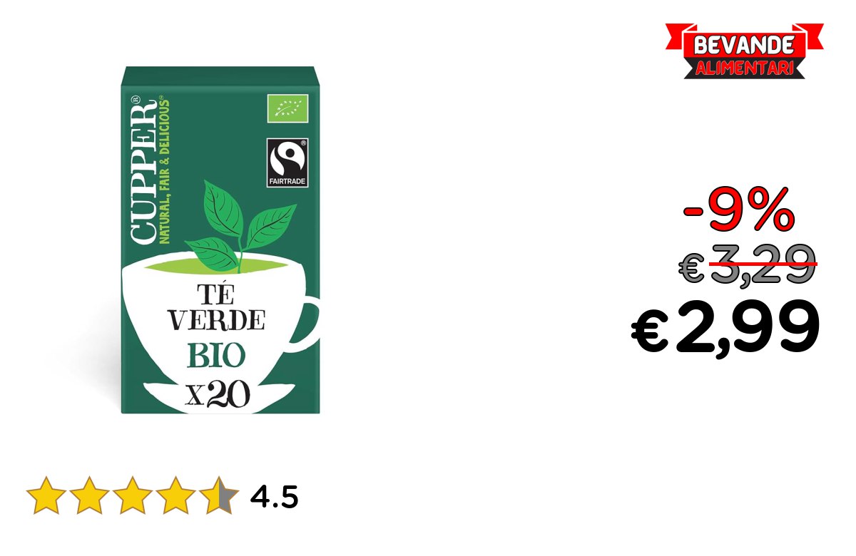 CUPPER Tè Verde Biologico: fino al 9% di sconto