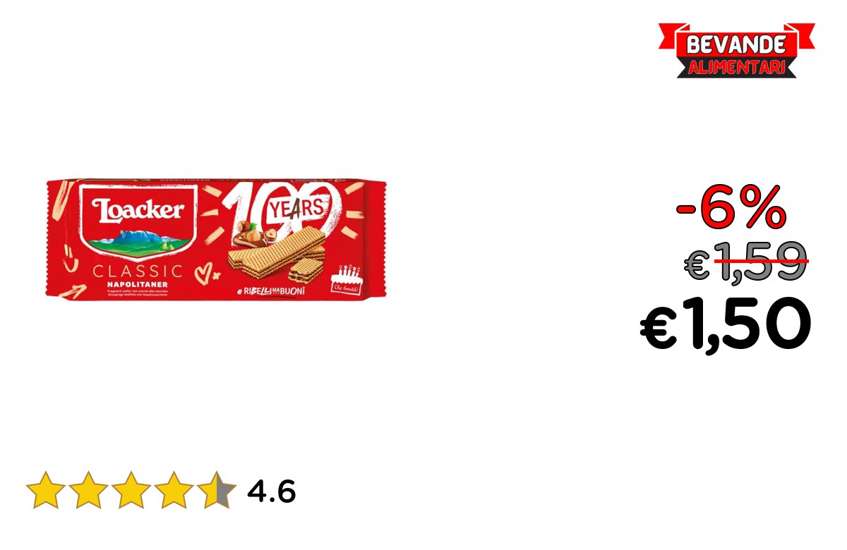 Loacker, Classic Napolitaner: fino al 6% di sconto