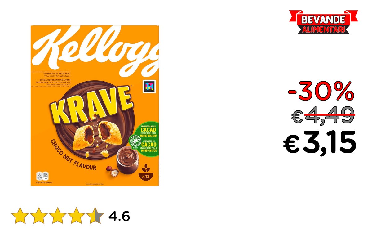 Kellogg’s Krave Choco Nut: fino al 30% di sconto Affare
