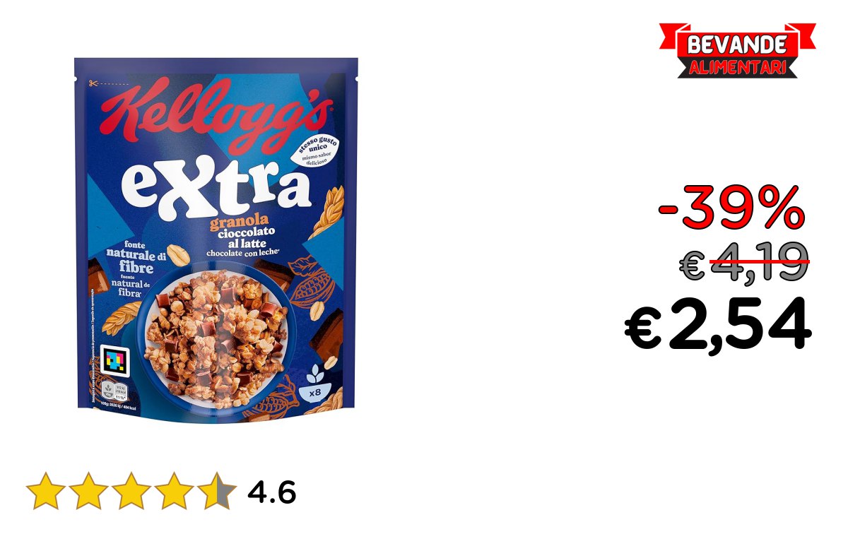 Kellogg’s Cereali Extra fino al 39% di sconto