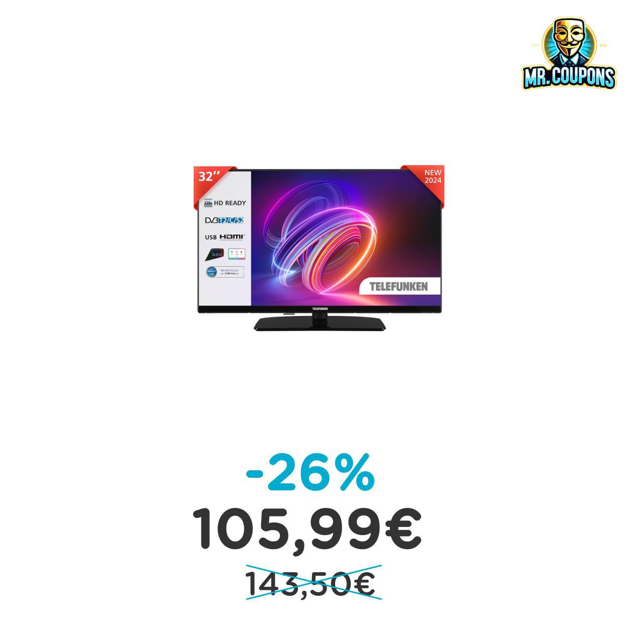 Telefunken TV 32 HD Ready fino al 26% di sconto