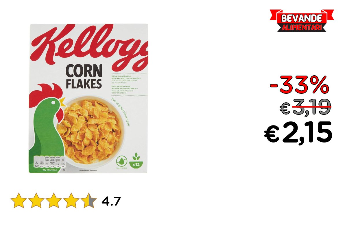 Kellogg’s Corn Flakes Originali fino al 33% di sconto