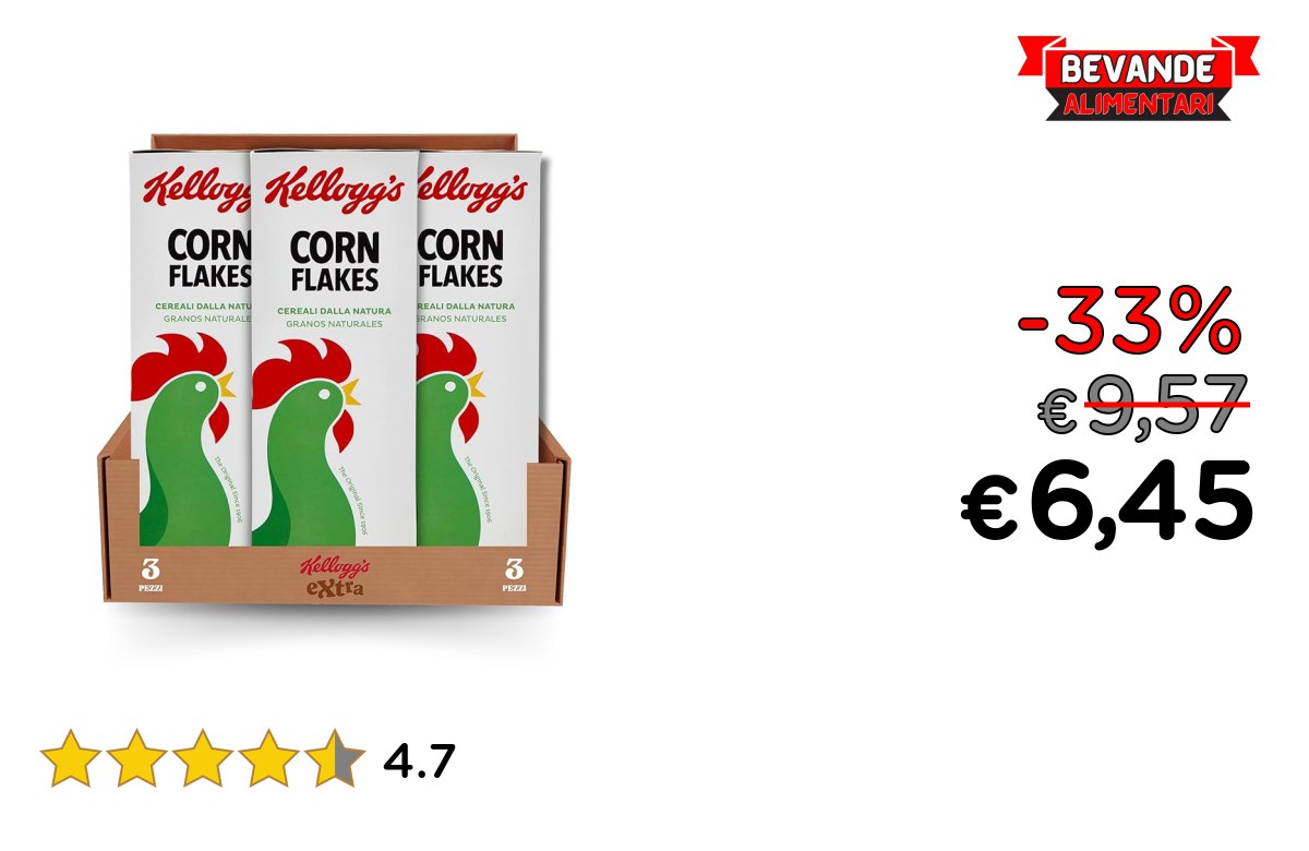 Kellogg’s Corn Flakes – Fino al 33% di sconto – Offerta Amazon