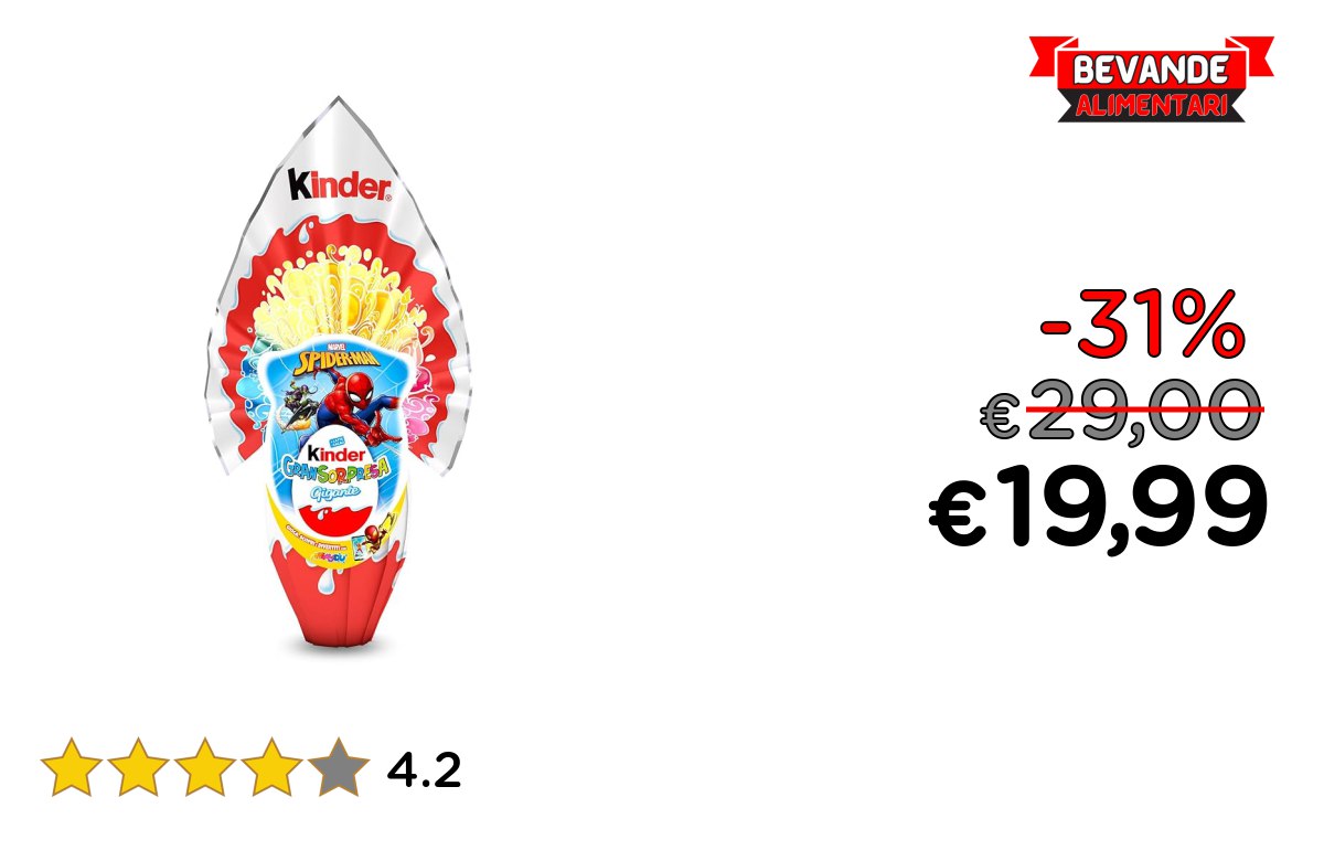 Kinder GranSorpresa Spiderman: fino al 31% di sconto